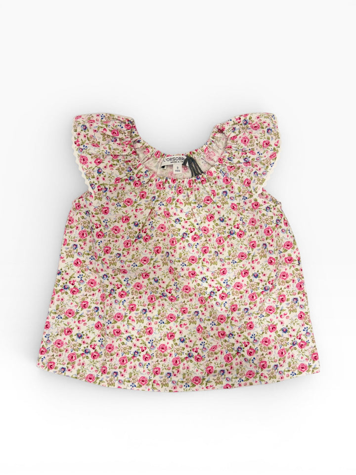 Blusa floreale smanicata in cotone LAMPEDUSA BF ORSO BRUNO 