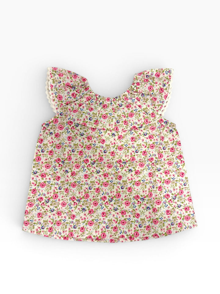Blusa floreale smanicata in cotone LAMPEDUSA BF ORSO BRUNO 