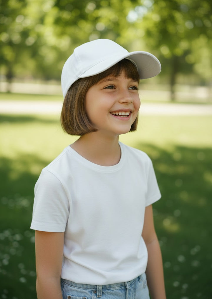 Cappellino tinta unita con visiera bianco 7041 BI Pama 