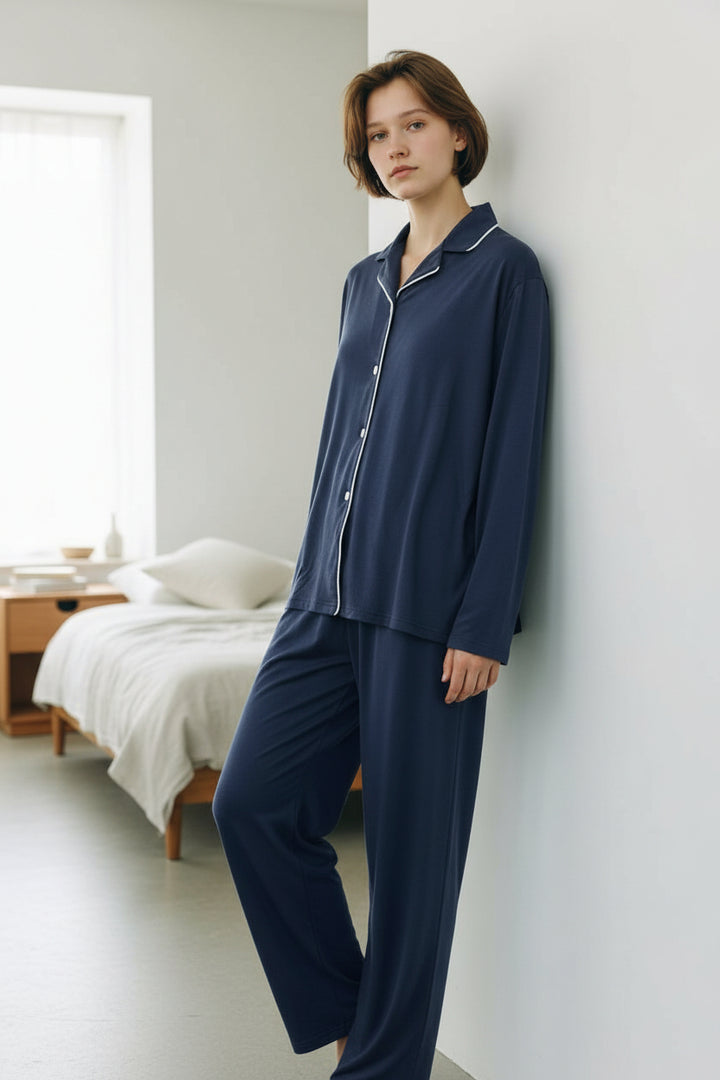 Pigiama effetto camicia in modal 424261 BL Sisters 