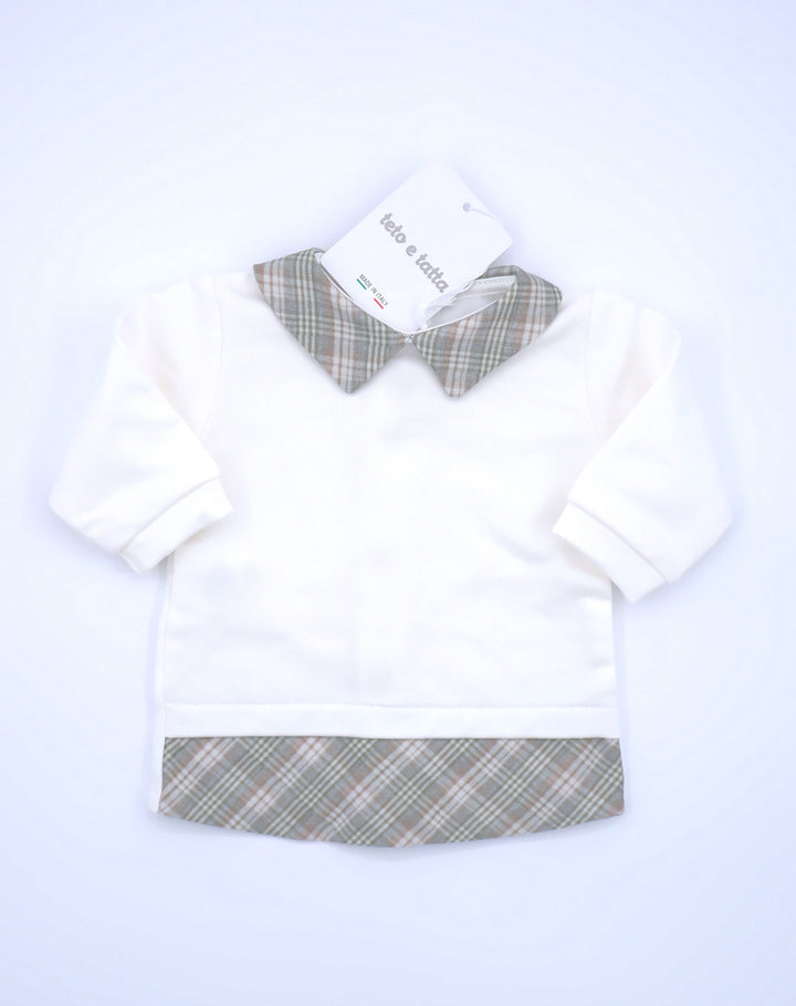 Completo bianco e verde con oantalone in velluto a costine CL6781 PV Teto e Tatta 