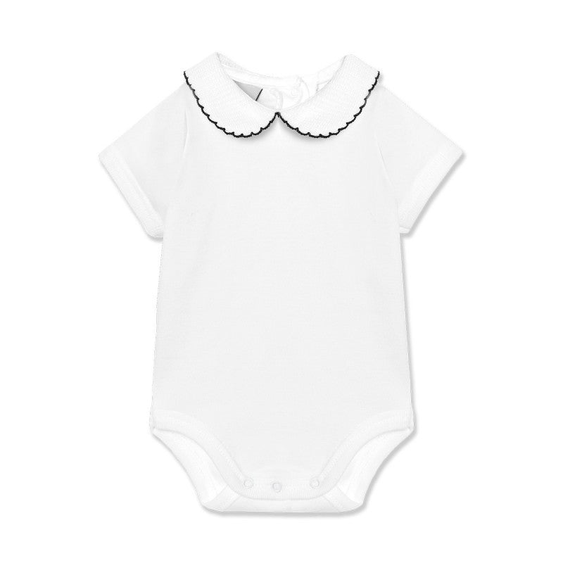 Body neonato con collo in piquet manica corta 1181 BL BABIDU 