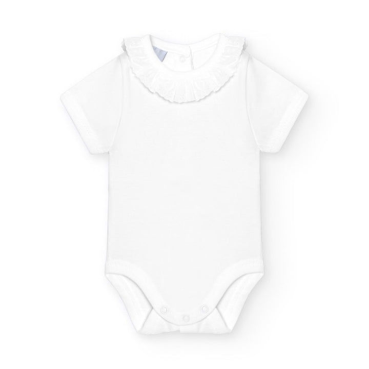 Body manica corta con collo in san gallo 1193 BI BABIDU 