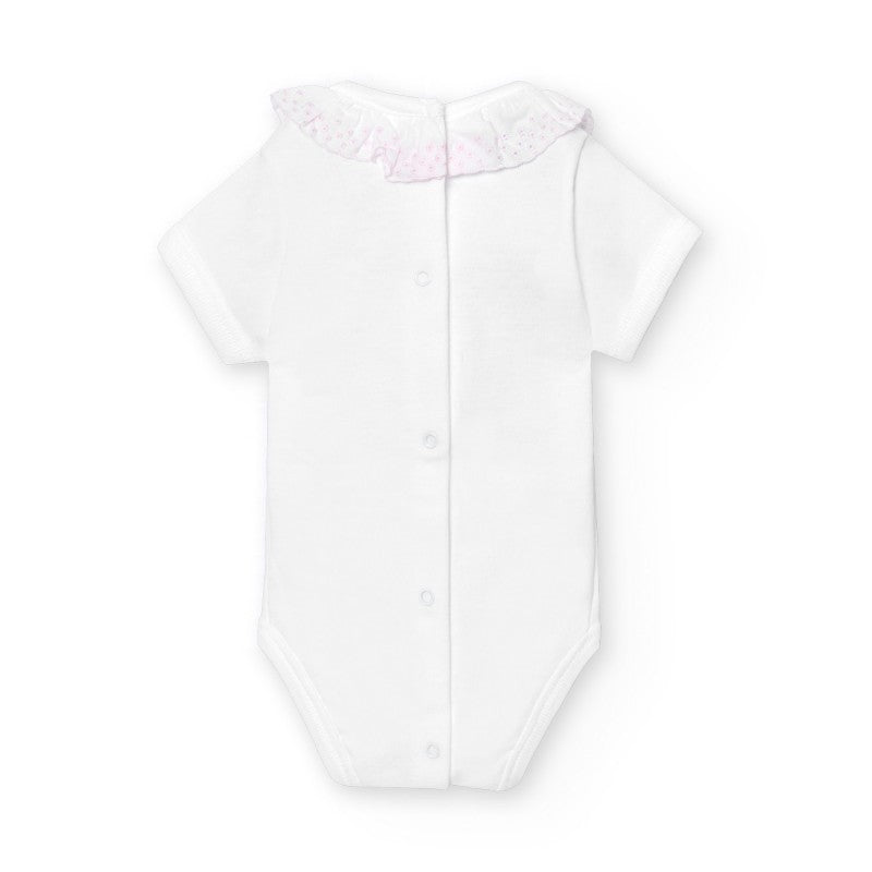Body manica corta con collo in san gallo 1193 RO BABIDU 