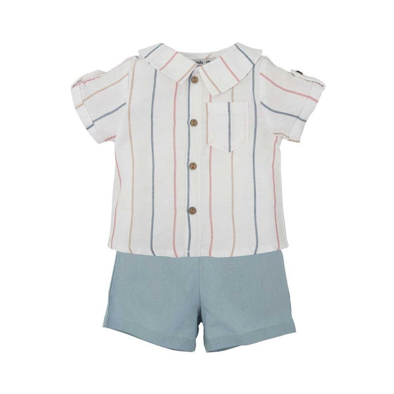 Completo camicia a righe e pantalone verde 41476 BI BABIDU 