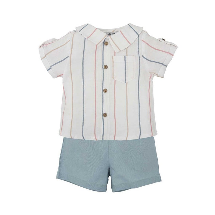 Completo camicia a righe e pantalone verde 41476 BI BABIDU 