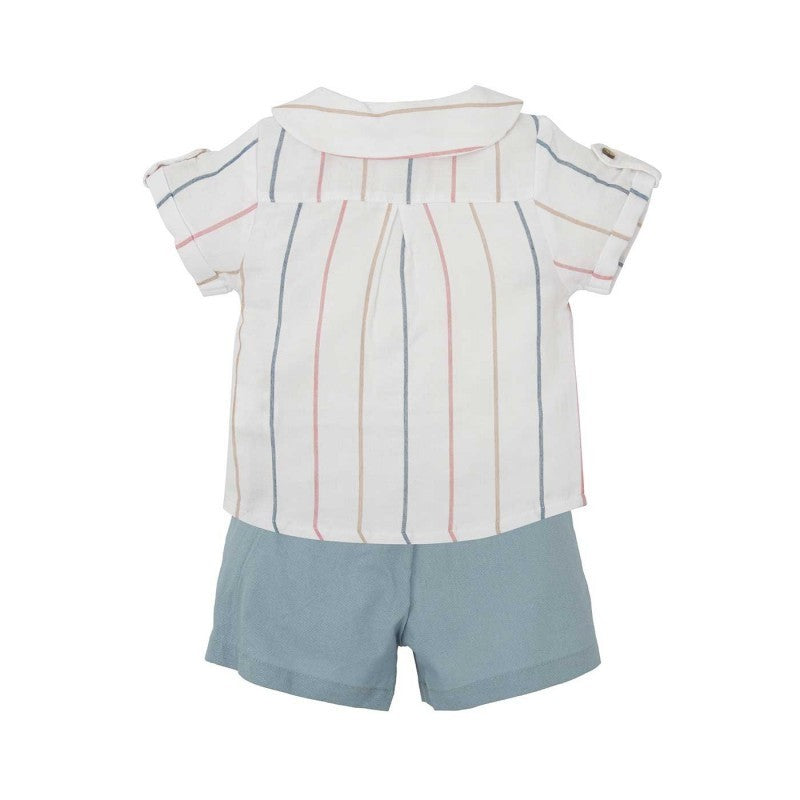 Completo camicia a righe e pantalone verde 41476 BI BABIDU 