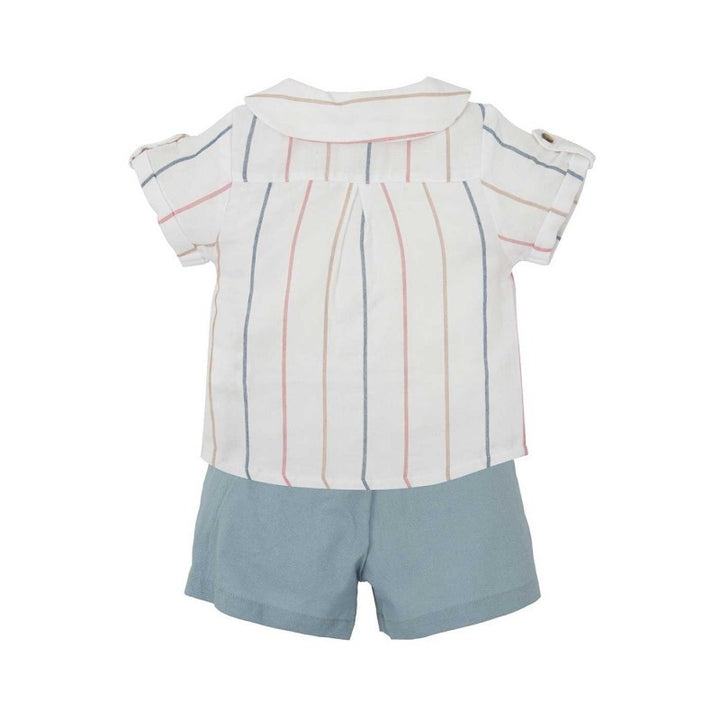 Completo camicia a righe e pantalone verde 41476 BI BABIDU 