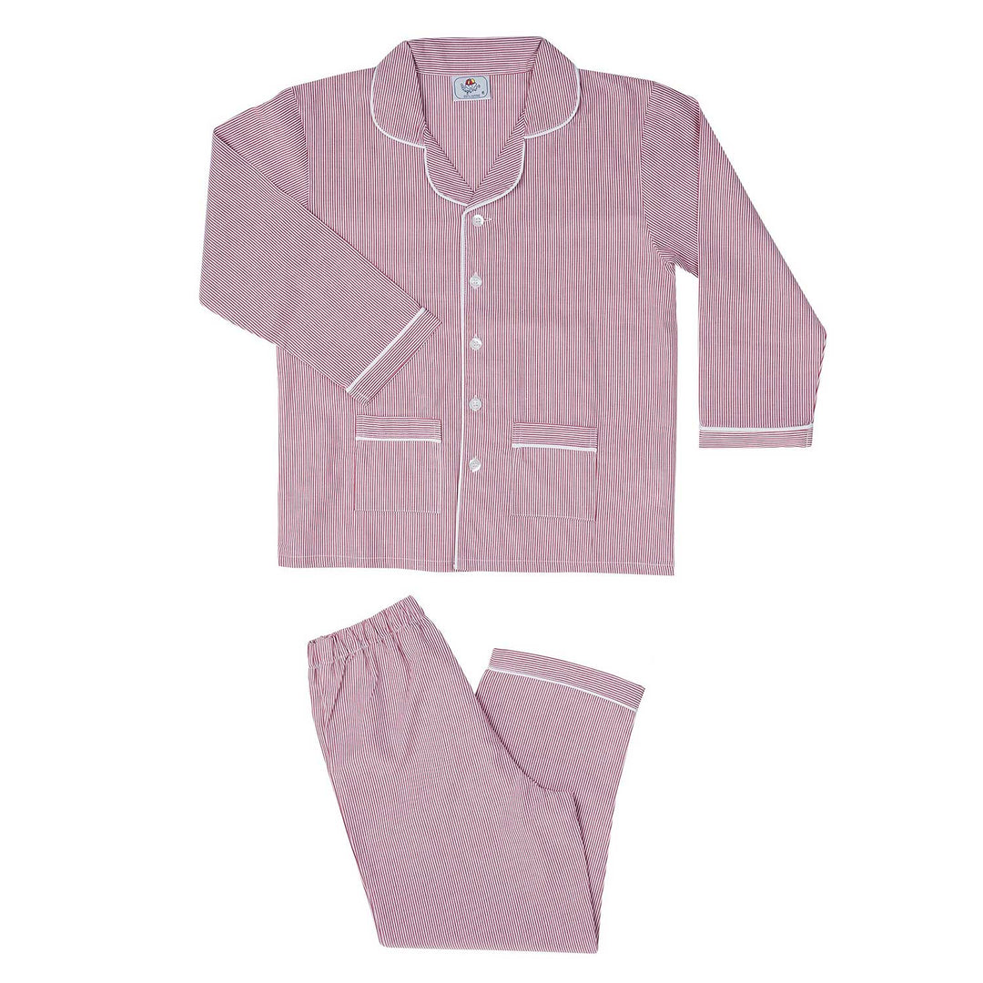 Pigiama lungo in cotone bianco e bordeaux CHARLY BCL/7 776 GOLD 