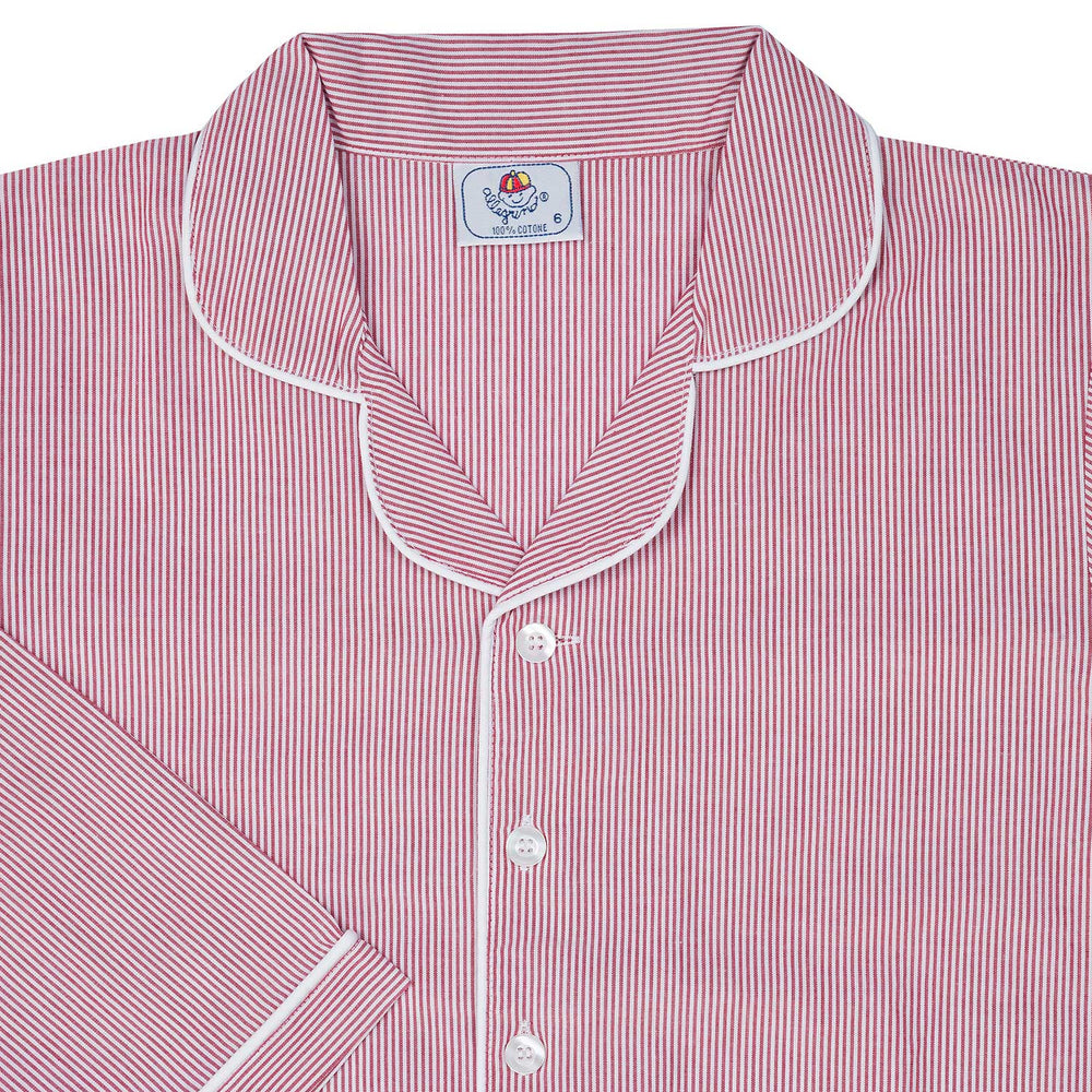 Pigiama lungo in cotone bianco e bordeaux CHARLY BCL/7 776 GOLD 