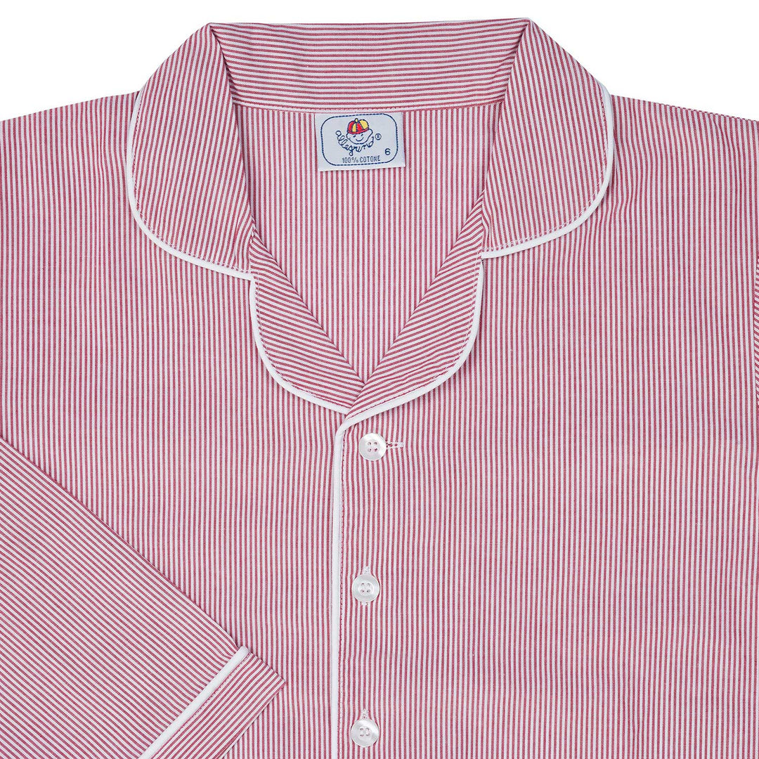 Pigiama lungo in cotone bianco e bordeaux CHARLY BCL/7 776 GOLD 