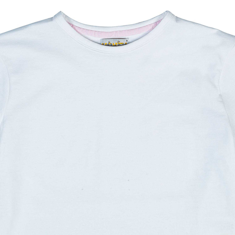 Pigiama lungo in cotone bianco e rosa MARY BCL 777 GOLD 
