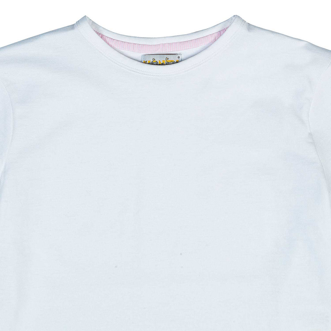 Pigiama lungo in cotone bianco e rosa MARY BCL 777 GOLD 