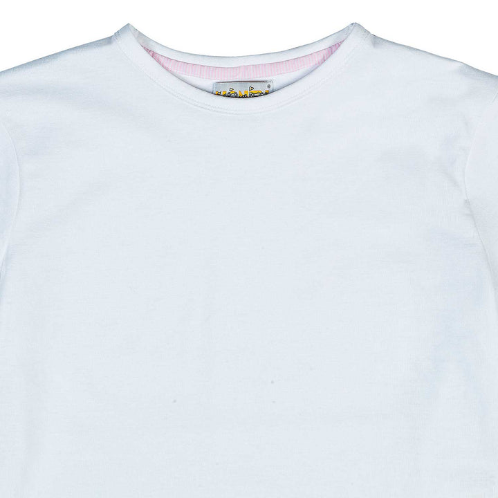 Pigiama lungo in cotone bianco e rosa MARY BCL 777 GOLD 