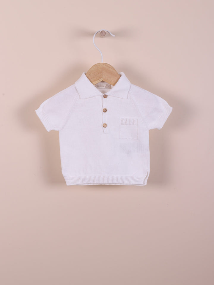 Polo a maniche corte in filo di cotone bianco 09319A 03 WEDOBLE 