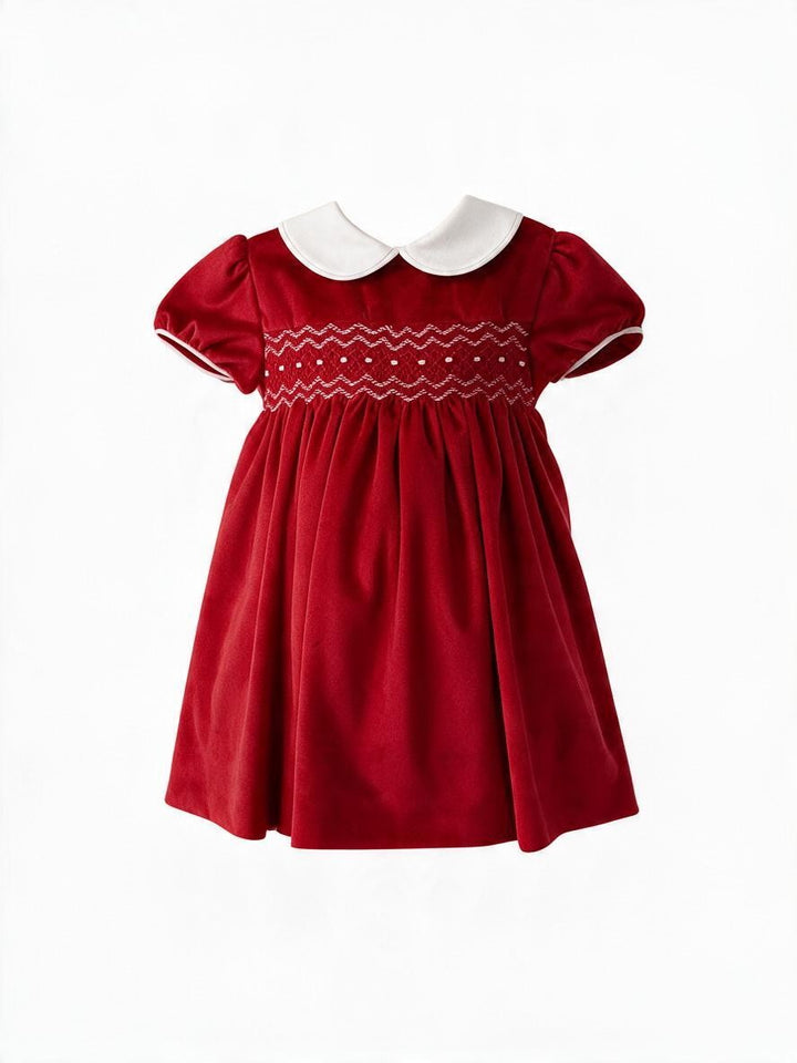 Abito rosso in velluto con ricamo a mano 5287V RS PILAR 