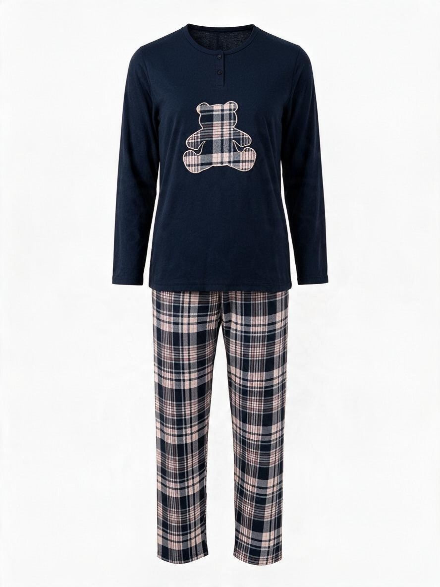 Pigiama in caldo cotone fantasia orsetto Z4673 BL Sisters 