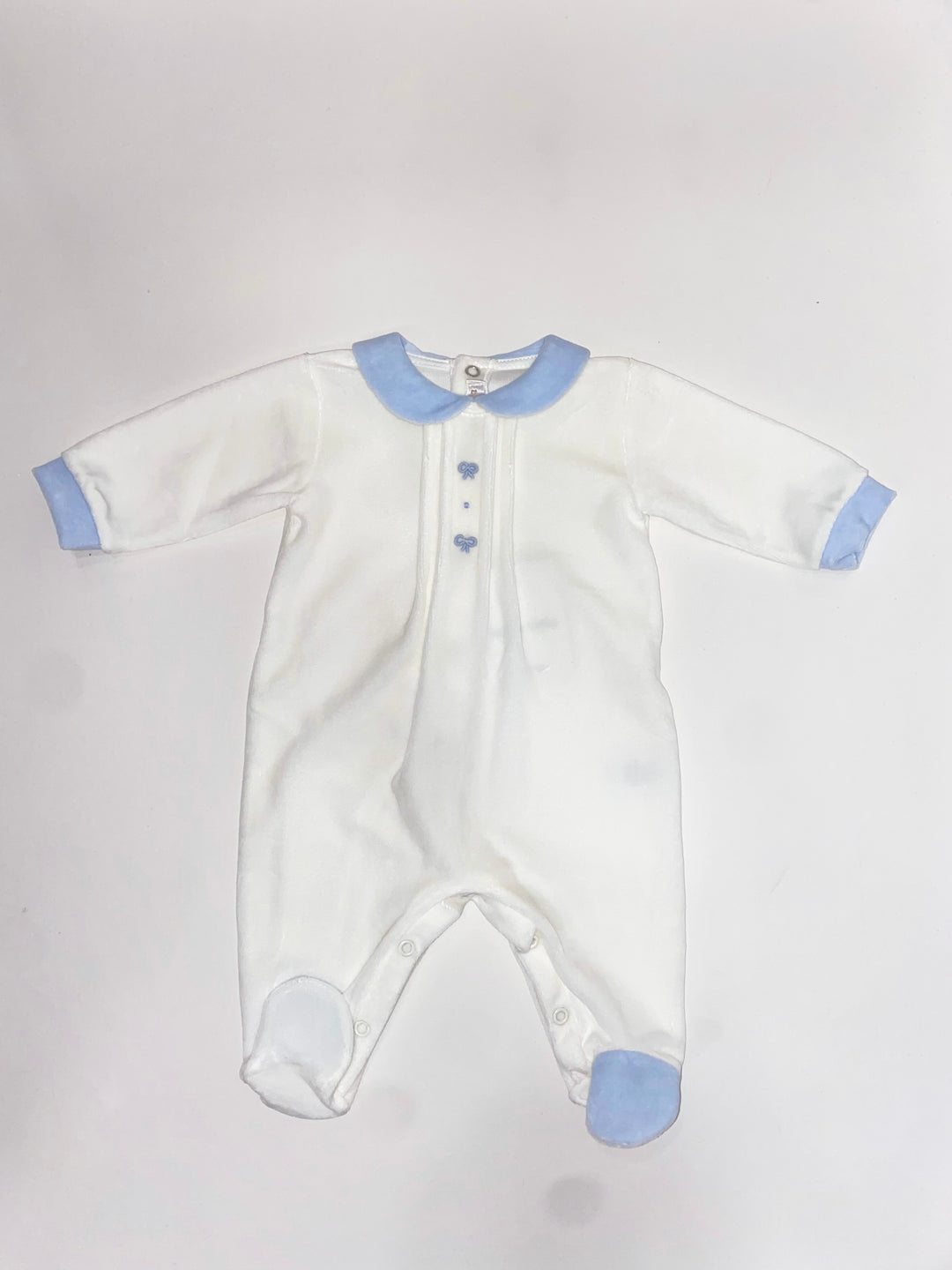 Tutina in ciniglia bianco e azzurro TU8180 BC Teto e Tatta 