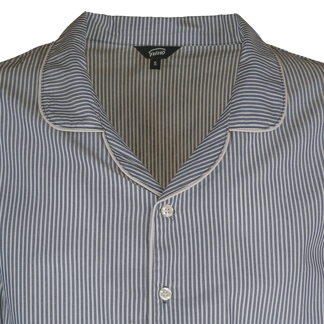 Pigiama lungo in cotone a righe blu scuro<BR/> CHARLY UCL 932 GOLD 