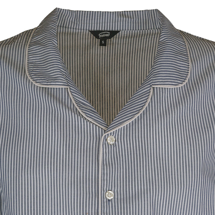 Pigiama lungo in cotone a righe blu scuro<BR/> CHARLY UCL 932 GOLD 