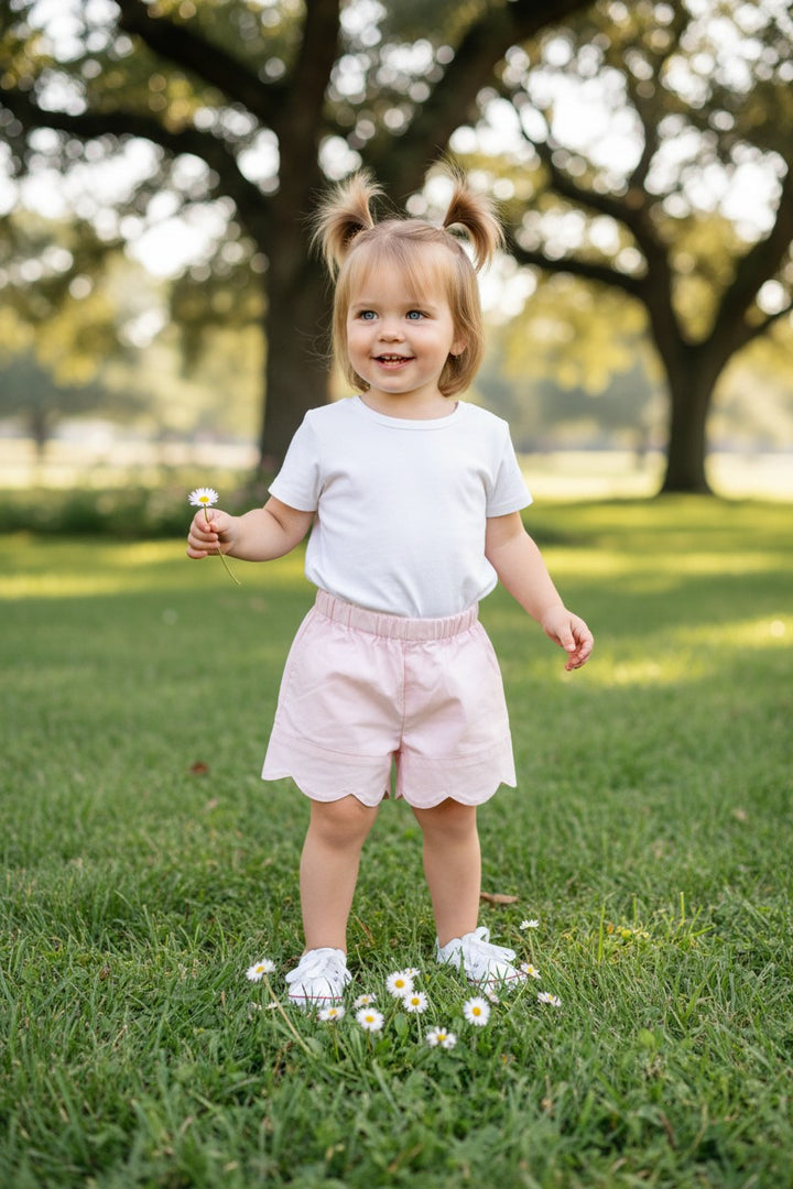 Pantaloncini in cotone rosa con orlo smerlato COROLLA 80 Mantì 