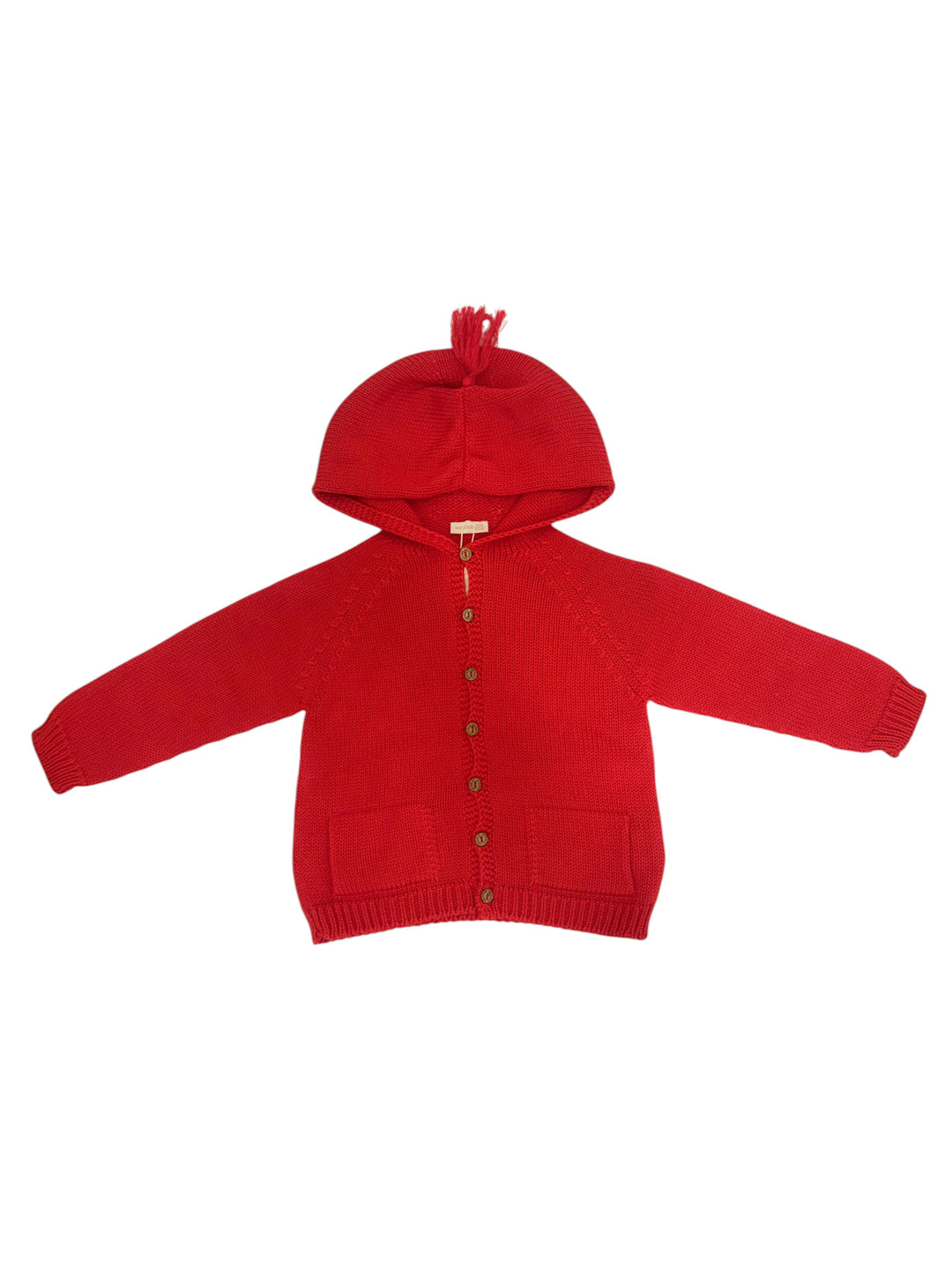 Cardigan con cappuccio in filo rosso 10308C 05 WEDOBLE 