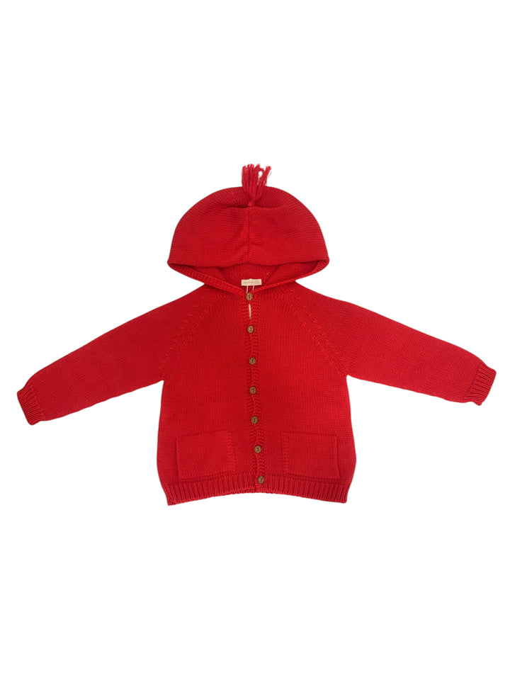 Cardigan con cappuccio in filo rosso 10308C 05 WEDOBLE 