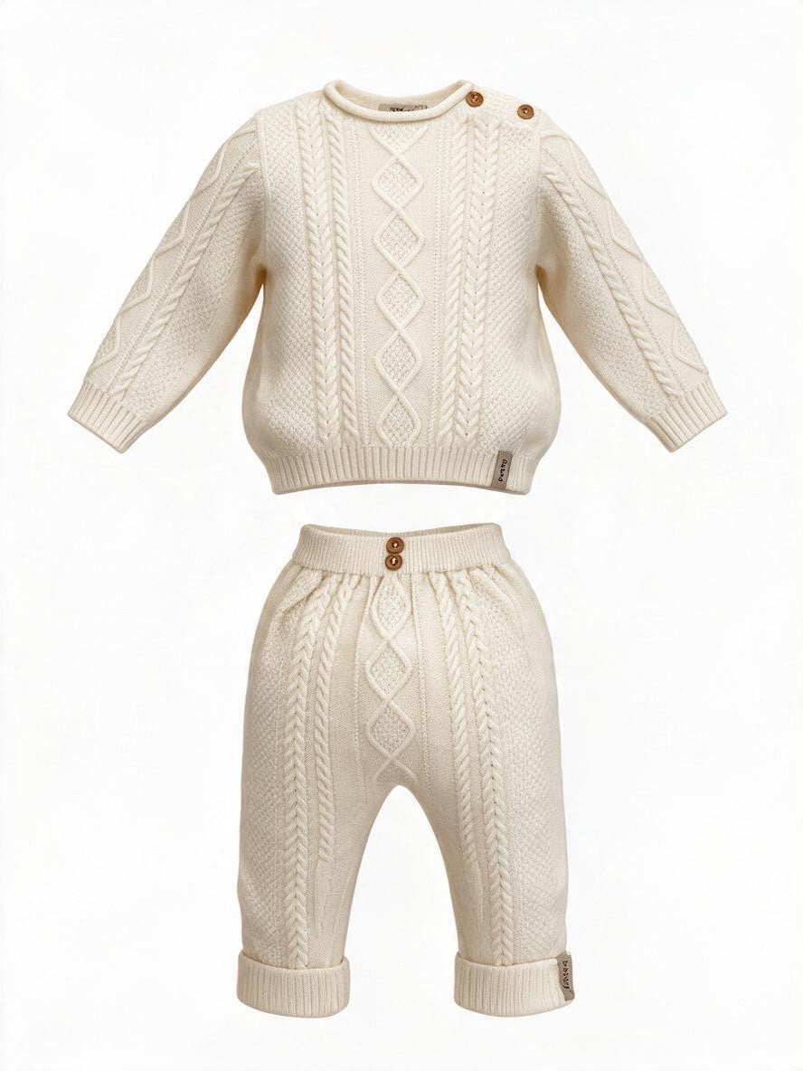 Completo due pezzi in lana panna 26208/26202 10 Babby 