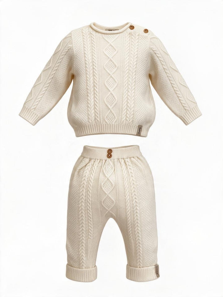 Completo due pezzi in lana panna 26208/26202 10 Babby 