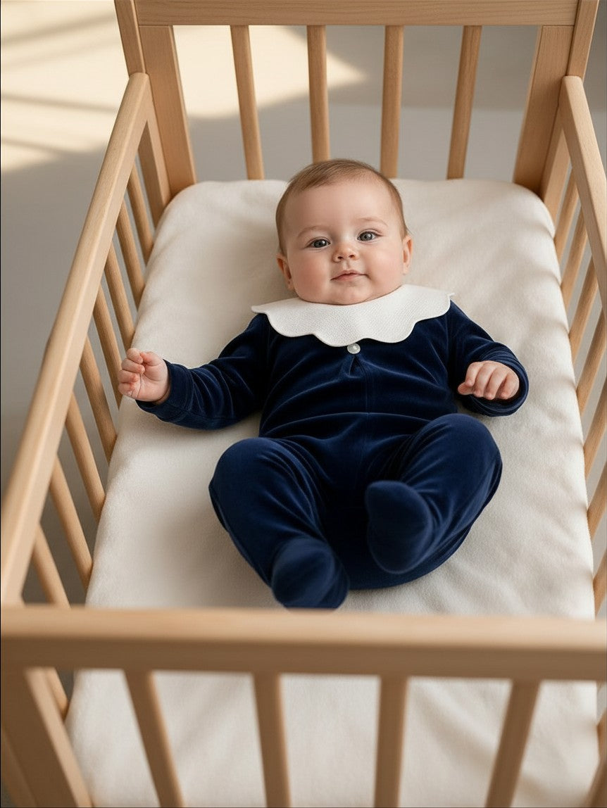 Tutina in ciniglia blu notte con colletto 207 BL Jogus 