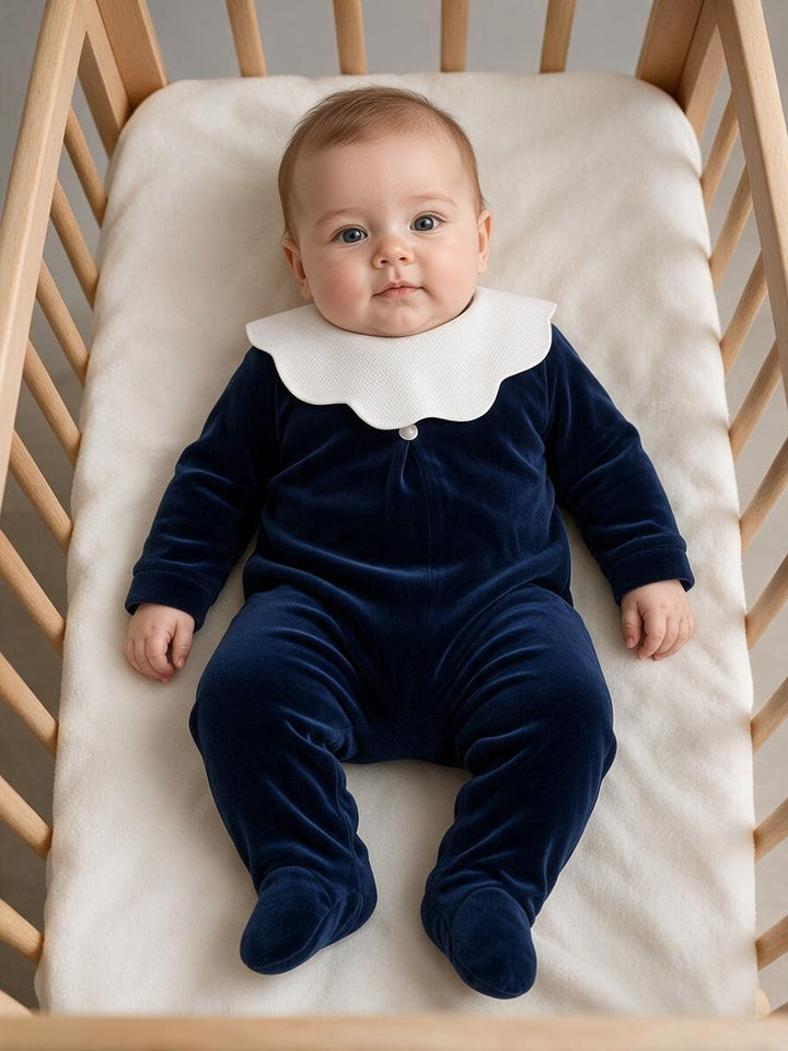 Tutina in ciniglia blu notte con colletto 207 BL Jogus 