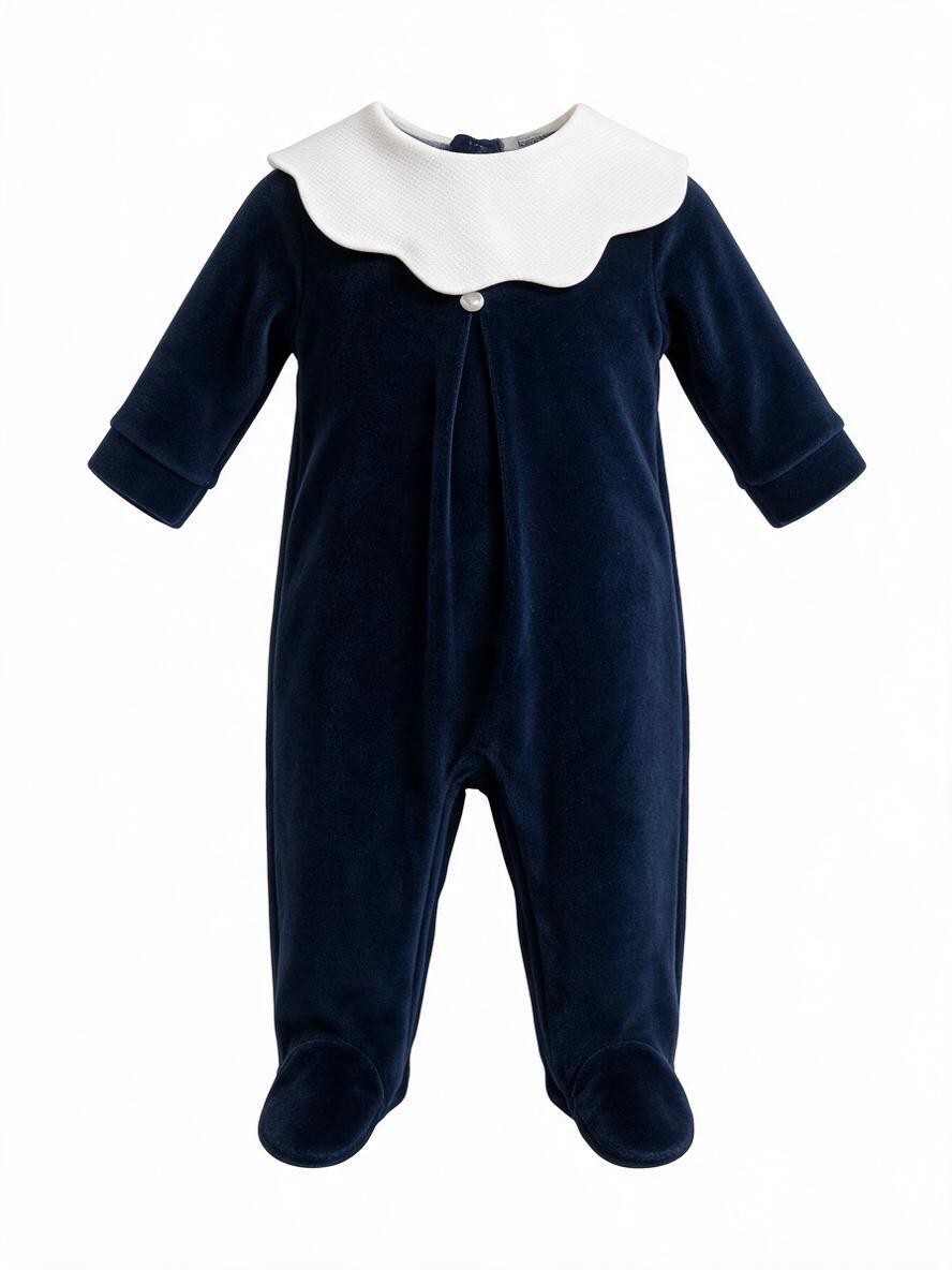 Tutina in ciniglia blu notte con colletto 207 BL Jogus 