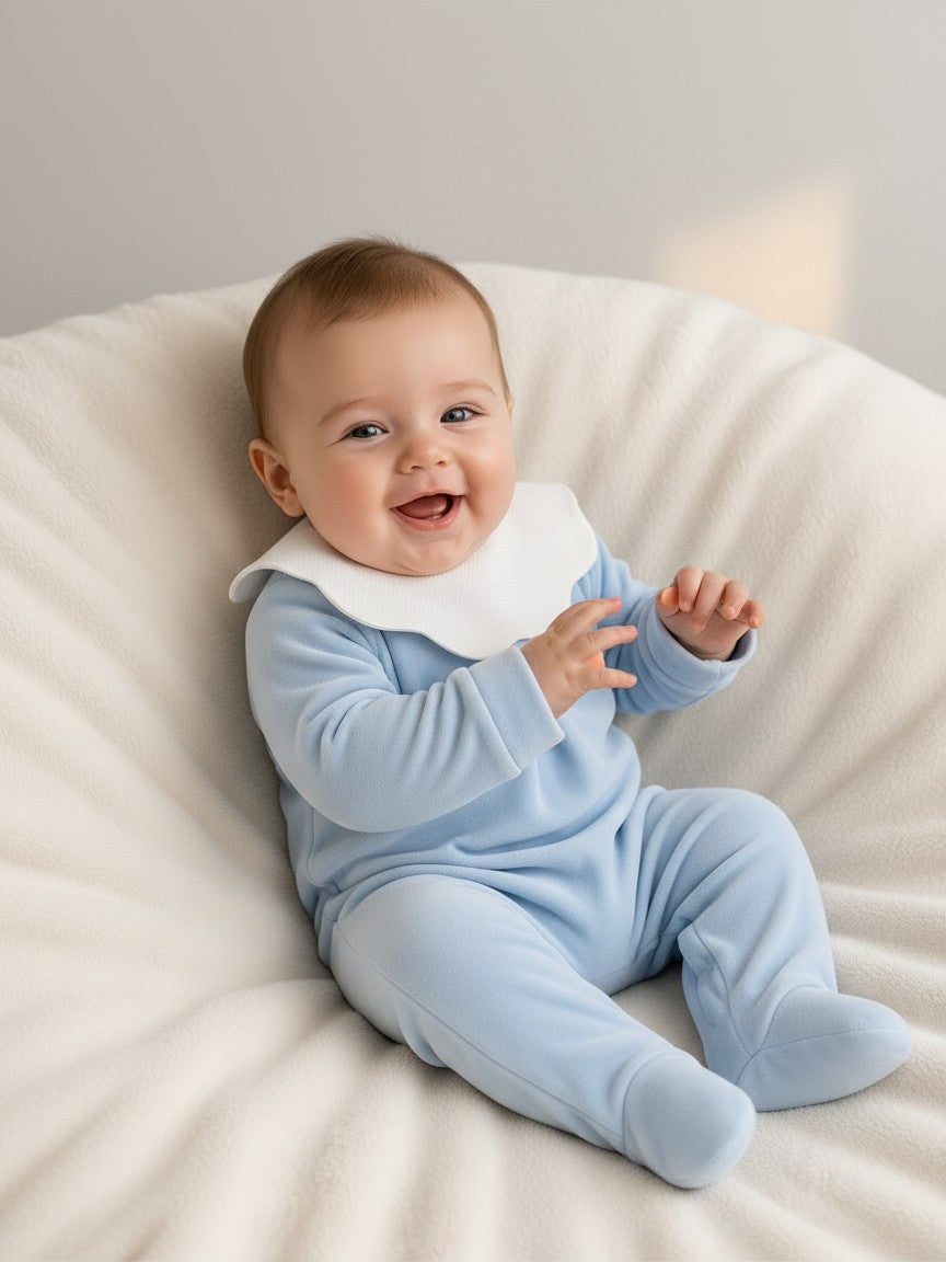 Tutina in ciniglia celeste con colletto 207 CE Jogus 