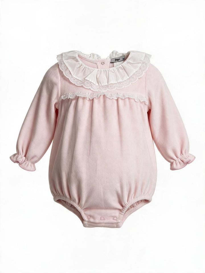 Pagliaccetto in ciniglia rosa con colletto in pizzo 210/P RO Jogus 