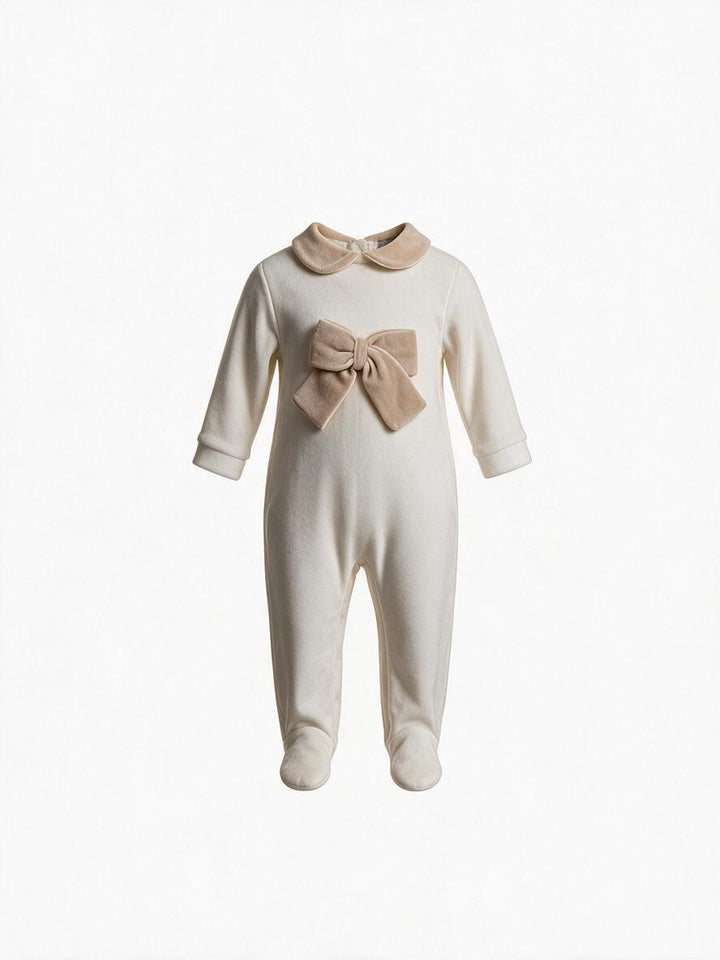 Tutina in ciniglia con fiocco beige 218 BBS Jogus 