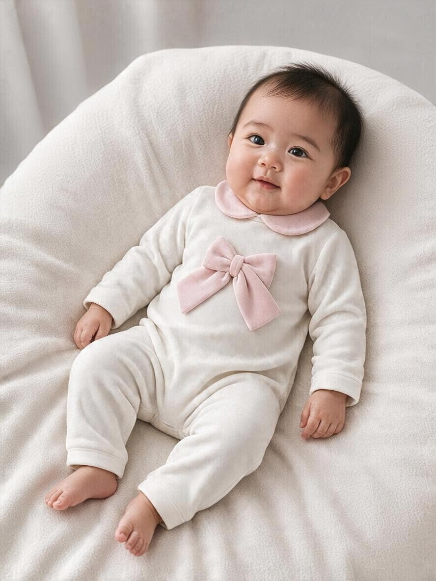 Tutina in ciniglia con fiocco rosa 218 BR Jogus 