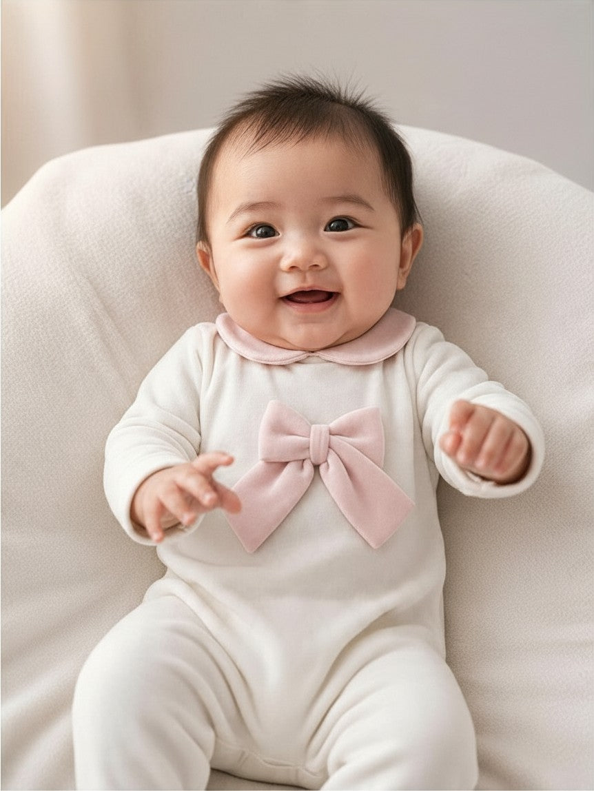 Tutina in ciniglia con fiocco rosa 218 BR Jogus 