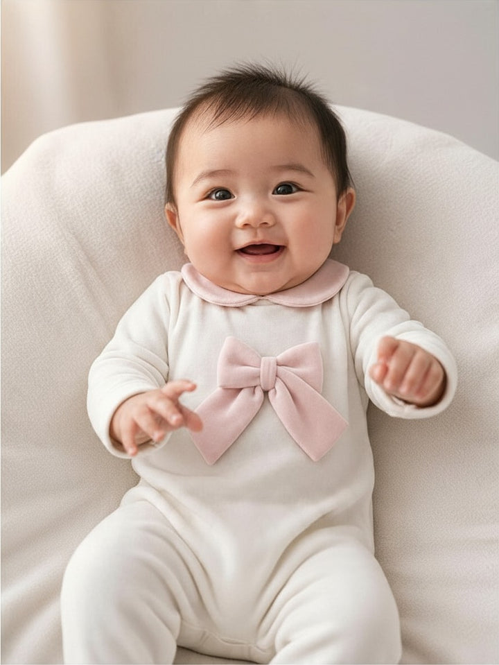 Tutina in ciniglia con fiocco rosa 218 BR Jogus 