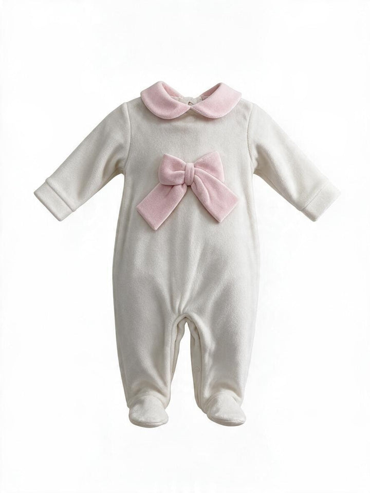 Tutina in ciniglia con fiocco rosa 218 BR Jogus 