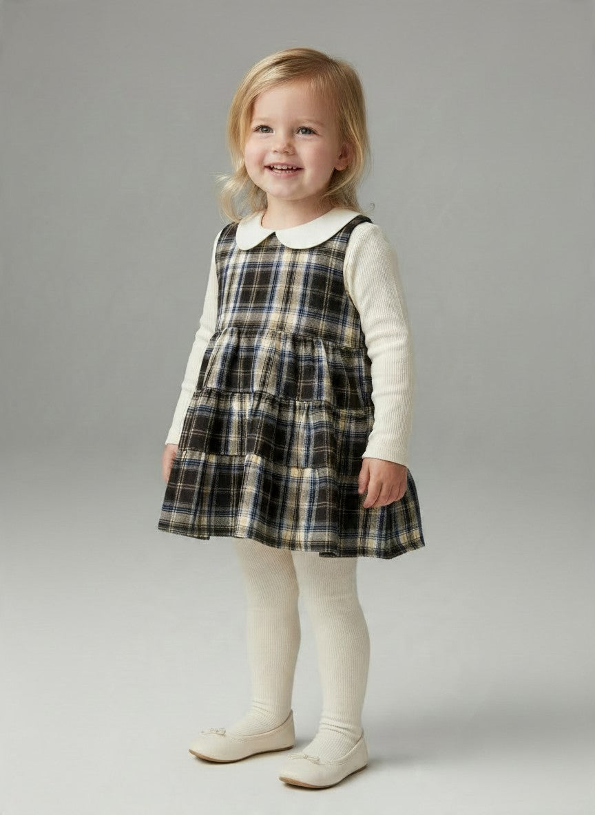 Abito smanicato a balze con fantasia tartan ARIEL 101 Mantì 