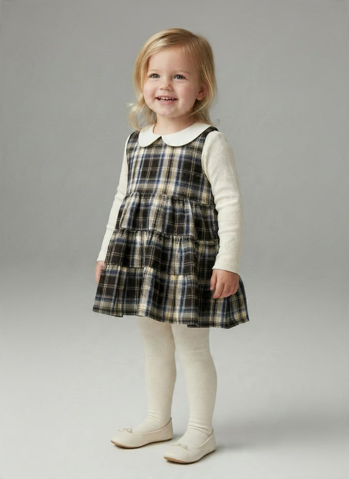 Abito smanicato a balze con fantasia tartan ARIEL 101 Mantì 