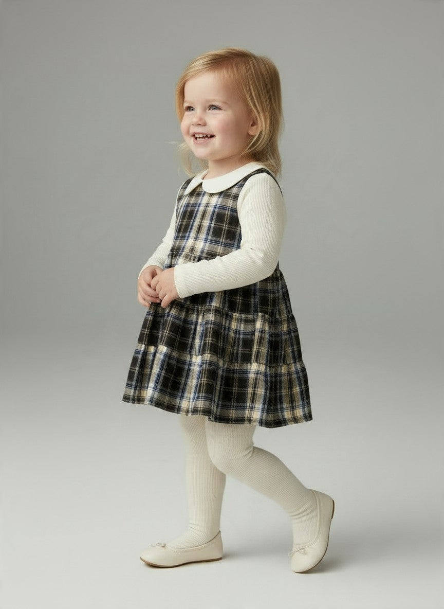 Abito smanicato a balze con fantasia tartan ARIEL 101 Mantì 