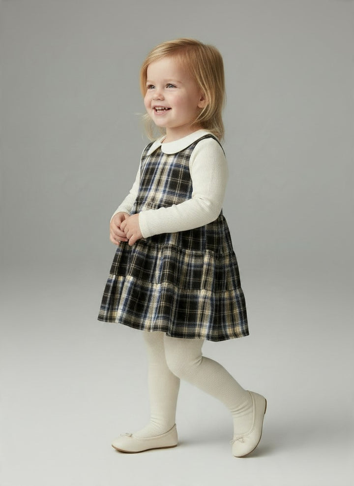 Abito smanicato a balze con fantasia tartan ARIEL 101 Mantì 