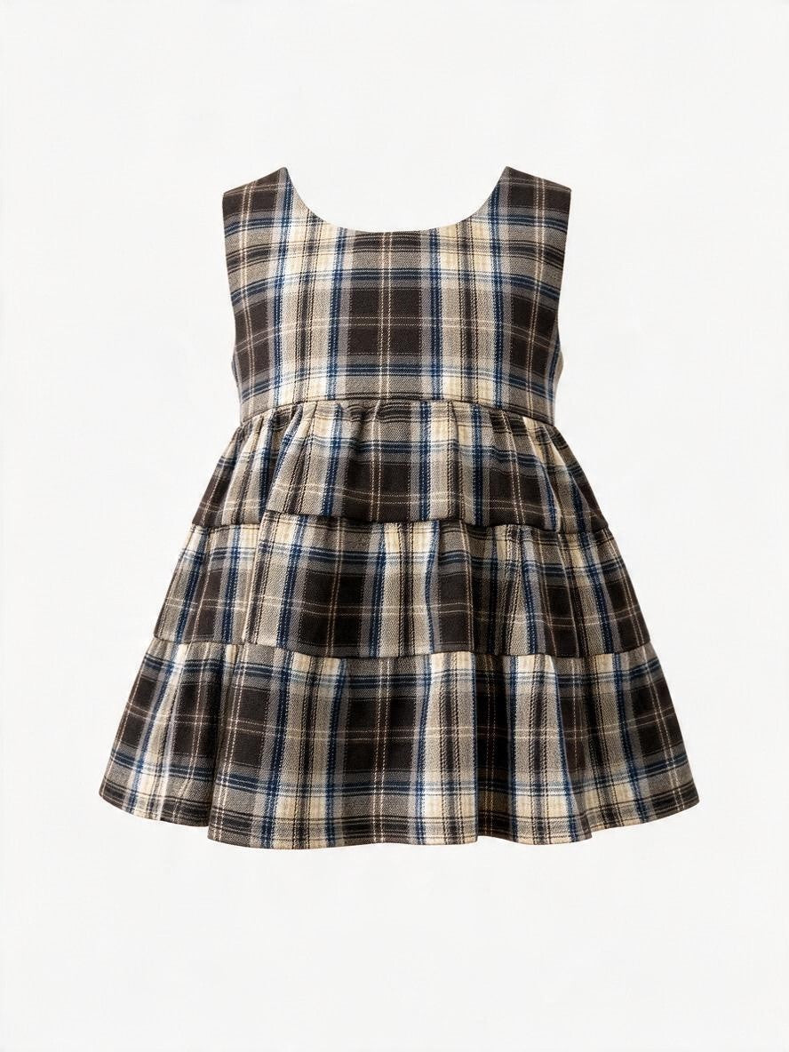Abito smanicato a balze con fantasia tartan ARIEL 101 Mantì 