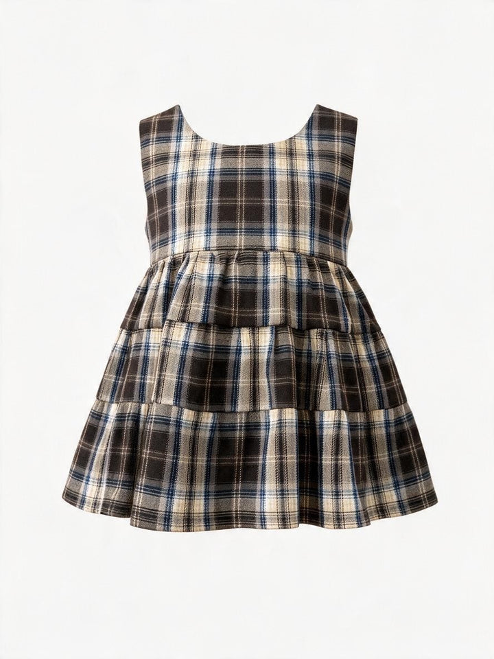 Abito smanicato a balze con fantasia tartan ARIEL 101 Mantì 
