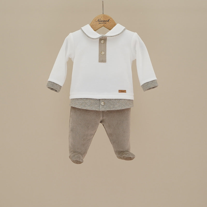 Completo due pezzi in ciniglia beige C235 BS NINNAOH 