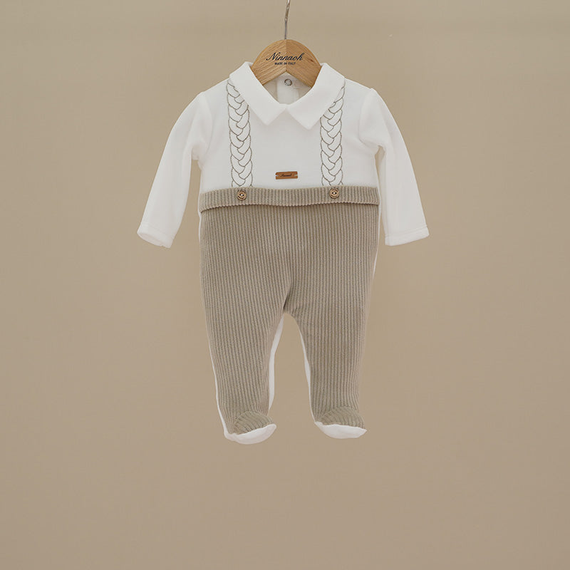 Tutina in ciniglia con finta salopette T206 BS NINNAOH 