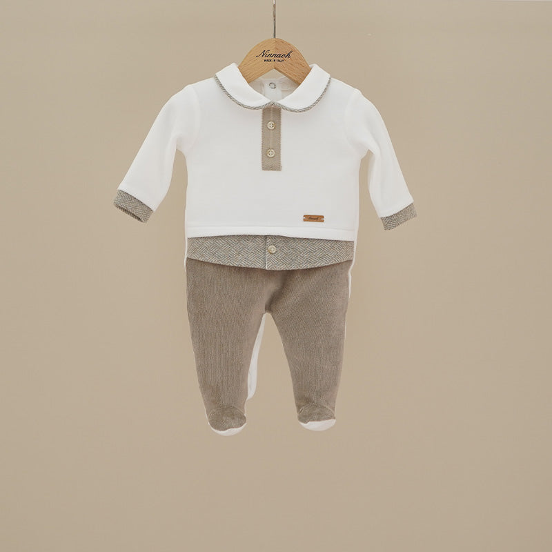 Tutina in ciniglia effetto camicia T234 BS NINNAOH 