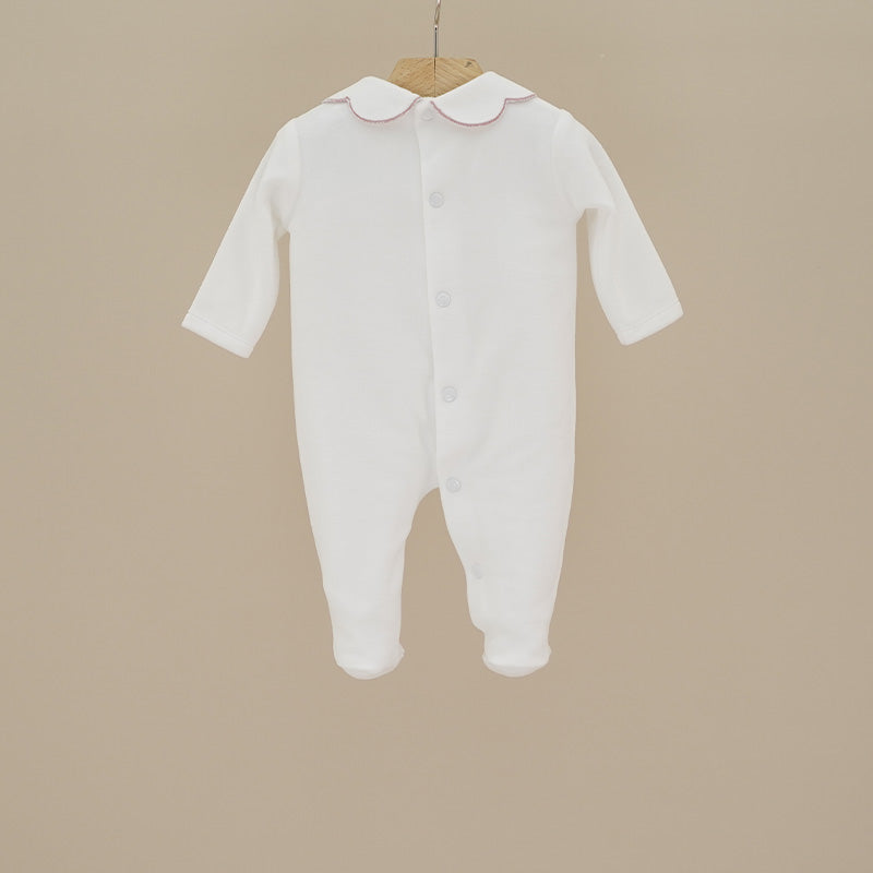 Tutina in ciniglia con ricamo rose e fiocco T44 BR NINNAOH 