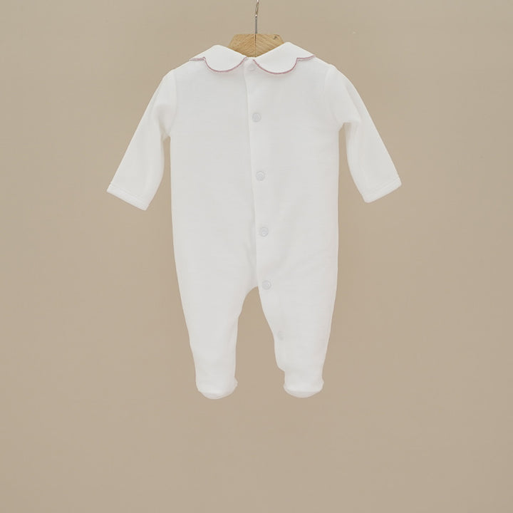 Tutina in ciniglia con ricamo rose e fiocco T44 BR NINNAOH 